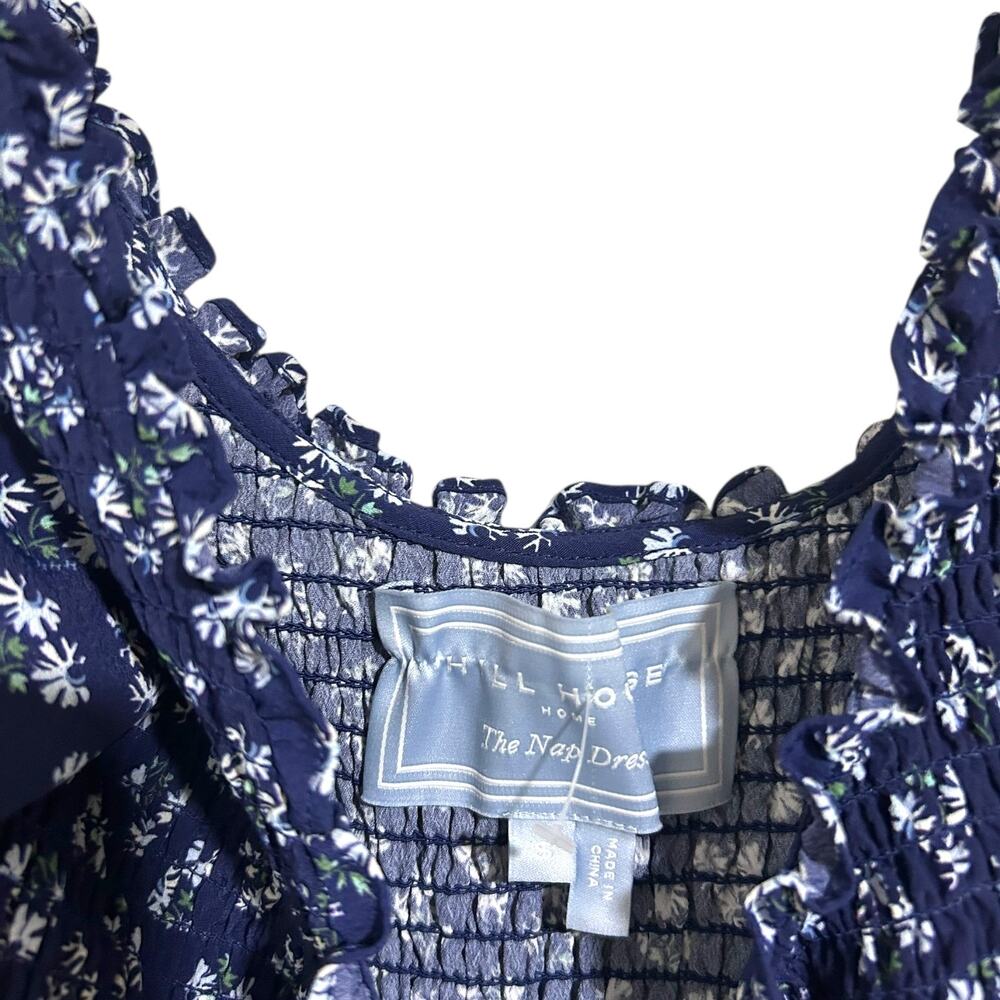 Hill House Home Louisa Nap Dress Navy Posy Blue Floral Puff Sleeve Midi Small - Picture 4 of 4